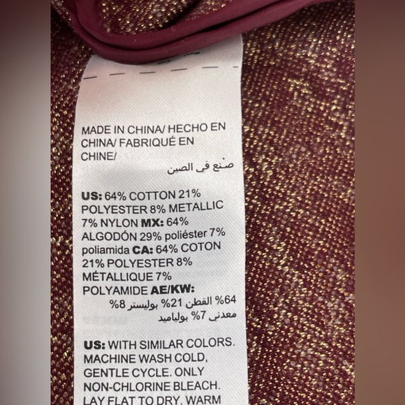 Chico’s Shine Purple and Gold Long Sleeve Long Open Jacket with Front Pockets - Picture 8 of 8